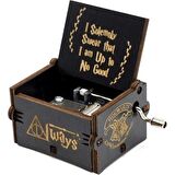 Mobgift Harry Potter Ahşap Çevirmeli Müzik Kutusu (Koyu Kahverengi)