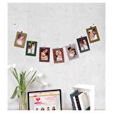 Mobgift 7’li Ipli Mandallı Karton Fotoğraf Çerçevesi (Renkli)