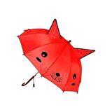 Mobgift Düdüklü ve Kulaklı Baston Çocuk Şemsiyesi (Kırmızı)