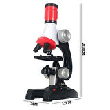 Eğitici Çocuk Mikroskop Kiti 100X 400X 1200X Zoom LED Işıklı Bilimsel Keşif Seti 12 Biyolojik Örnek