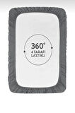 %100 Pamuklu Tek Kişilik Premium Penye Çarşaf-Gri