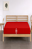 %100 Pamuklu Tek Kişilik Premium Penye Çarşaf-Kırmızı