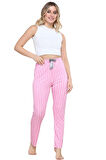 Pijama Altı Modal Ring Viskon Kumaş Çizgili-Pembe