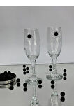Şampanya Kadehi Siyah İnci Böğürtlen Figürlü 2'Li