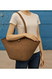 El Yapımı Örgü Omuz Çantası & Plaj Çantası Kaverengi