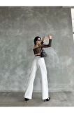 Beli Kemerli Pantolon - Beyaz