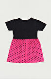 Siyah-Fuşya Kız Çocuk Minnie Mouse Baskılı  Elbise-mmrskçe