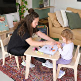 Montessori Ahşap Masa Sandalye Takımı (Masa+ 2 Sandalye)
