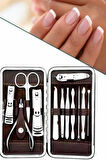 12 Parça Manikür Pedikür Seti Özel Deri Çanta El Ayak Bakımı Akne ve Sivilce Temizleme