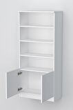 2 Kapaklı Dolaplı 4 Raflı  Kitaplık Beyaz