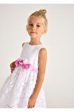 Mayoral Çiçekli Beyaz Kız Çocuk Elbise_mnvs3918