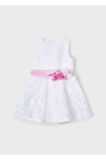Mayoral Çiçekli Beyaz Kız Çocuk Elbise_mnvs3918