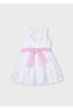 Mayoral Çiçekli Beyaz Kız Çocuk Elbise_mnvs3918