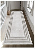 Gri Dijital Baskı Halı Kaymaz Tabanlı Yıkanabilir Halı Yolluk Salon Halısı 793