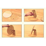 Ahşap Desenli Masaüstü Makyaj Aynası - Dekoratif Yuvarlak Kullanım