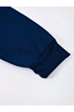 Erkek Petrol Mavi Monaco Baskılı Bisiklet Yaka Sweatshirt