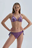 Mor Üçgen Kaplı Bikini Üst