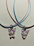 Sevimli Sanrio Kawai Mor Kuromi BF Best Friend Arkadaşlık Bileklik Seti Aksesuar