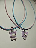 Sevimli Sanrio Kawai Mor Kuromi BF Best Friend Arkadaşlık Bileklik Seti Aksesuar