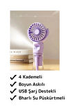 Mini Fan Boyun Askılı Buharlı Su Püskürtmeli 4 Kademeli Gündelik/Ofis/Seyahat Tipi Vantilatör