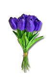Yapay 10'lu Islak Lale Buketi 33 Cm Mor