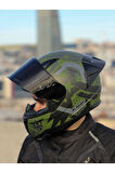 LS2 RAPID 2 THUNDER BIRDS MAT YEŞİL-SİYAH-GRİ KASK