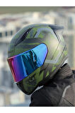 LS2 RAPID 2 THUNDER BIRDS MAT YEŞİL-SİYAH-GRİ KASK