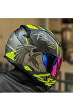 LS2 RAPID 2 RAVEN MAT SİYAH-GRİ-NEON SARI KASK