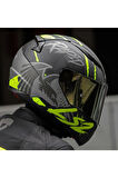 LS2 RAPID 2 RAVEN MAT SİYAH-GRİ-NEON SARI KASK
