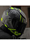LS2 RAPID 2 RAVEN MAT SİYAH-GRİ-NEON SARI KASK