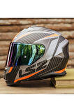 Storm 2 Racer Mat Tıtanıum-turuncu Kask