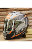 Storm 2 Racer Mat Tıtanıum-turuncu Kask