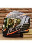 Storm 2 Racer Mat Tıtanıum-turuncu Kask