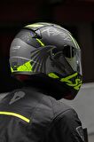 RAPID RAVEN MAT SİYAH-GRİ-NEON SARI KASK
