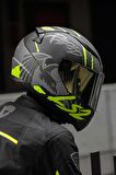 RAPID RAVEN MAT SİYAH-GRİ-NEON SARI KASK