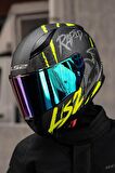 RAPID RAVEN MAT SİYAH-GRİ-NEON SARI KASK