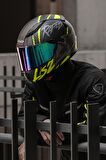 RAPID RAVEN MAT SİYAH-GRİ-NEON SARI KASK