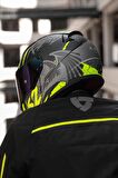 RAPID RAVEN MAT SİYAH-GRİ-NEON SARI KASK