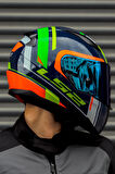 RAPID CHOS MAVİ NEON TURUNCU KASK