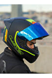 RAPID 2 RACE EXTRA MAT NEON SARI-NAVY MAVİ KASK