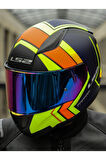 RAPID 2 EXTRA MAT NEON SARI-NAVY MAVİ KASK