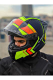 RAPID 2 RACE EXTRA MAT NEON SARI-NAVY MAVİ KASK