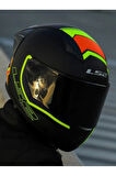 Rapıd 2 Race Extra Mat Neon Sarı-navy Mavi Kask Spoıler Siyah Cam