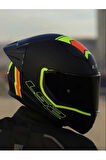 Rapıd 2 Race Extra Mat Neon Sarı-navy Mavi Kask Spoıler Siyah Cam