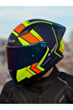 RAPID 2 RACE EXTRA MAT NEON SARI-NAVY MAVİ KASK