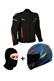 PROHEL COLOMBIA MONT SİYAH-KIRMIZI+RAPID 2 OPTIK MAT MAVİ-MOR KASK+Prohel Balaklava
