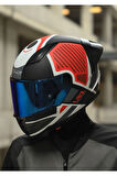 RAPID 2 RACE GRID MAT BEYAZ-KIRMIZI KASK