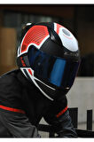 RAPID 2 RACE GRID MAT BEYAZ-KIRMIZI KASK