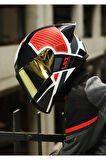 RAPID 2 RACE GRID MAT BEYAZ-KIRMIZI KASK