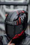 RAPID 2 RAVEN MAT SİYAH-BEYAZ-KIRMIZI KASK